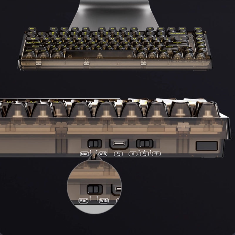 Load image into Gallery viewer, Xinmeng Triple-Mode Mechanical Keyboard – 82-Key Compact Layout, Crystal Transparent Keycaps, Linear White Jade / Ice Salt Switches, RGB Backlight, Wired / Bluetooth / 2.4G Wireless X75