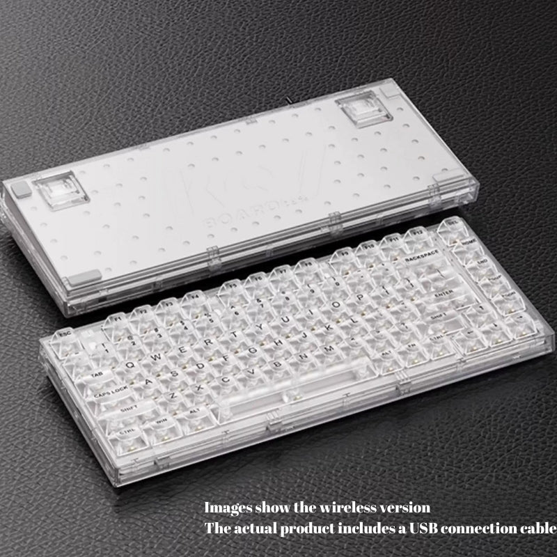 Load image into Gallery viewer, Xinmeng Triple-Mode Mechanical Keyboard – 82-Key Compact Layout, Crystal Transparent Keycaps, Linear White Jade / Ice Salt Switches, RGB Backlight, Wired / Bluetooth / 2.4G Wireless X75