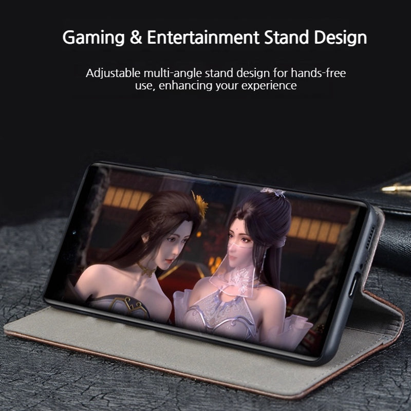 Load image into Gallery viewer, OPPO Reno15 Pro (CPH2813) - Business Genuine Leather Magnetic Flip Shockproof Protective Case - i-Station Mobile Phone & Electronic Device Repair and Accessories