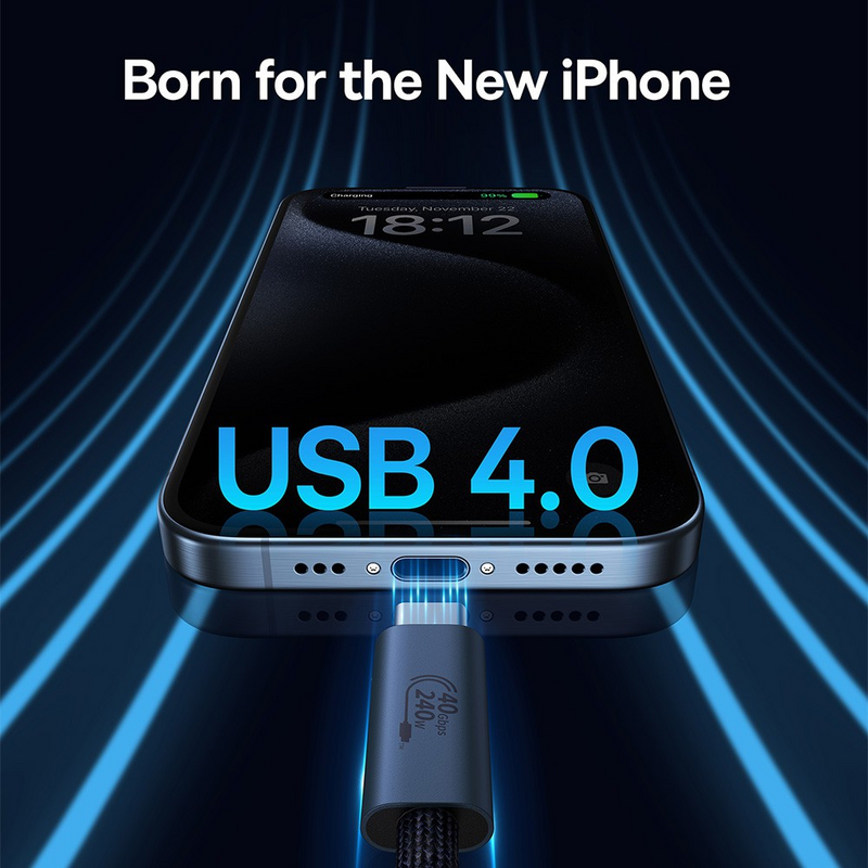 Load image into Gallery viewer, Baseus Flash Series 2 USB4 Full Featured Data Cable Type-C to Type-C 240W 1M-Cluster Black Compatible for iPhone 15 16 Series - i-Station Mobile Phone & Electronic Device Repair and Accessories