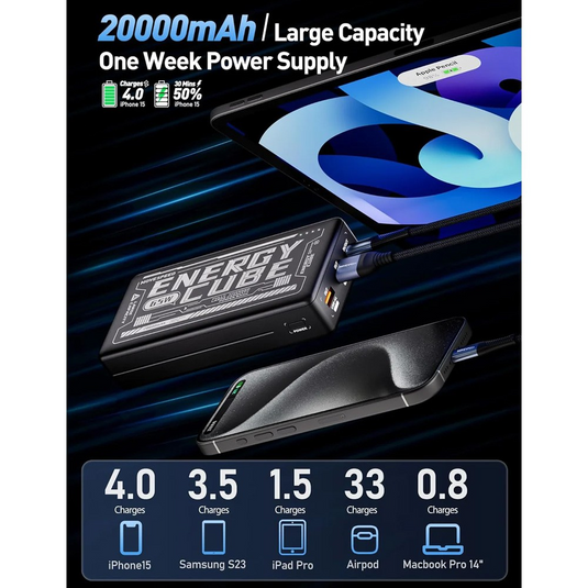 MOVE SPEED Laptop Portable Charger Power Bank 20000mAh 65W (YSPBE20-65)-Black - i-Station Mobile Phone & Electronic Device Repair and Accessories