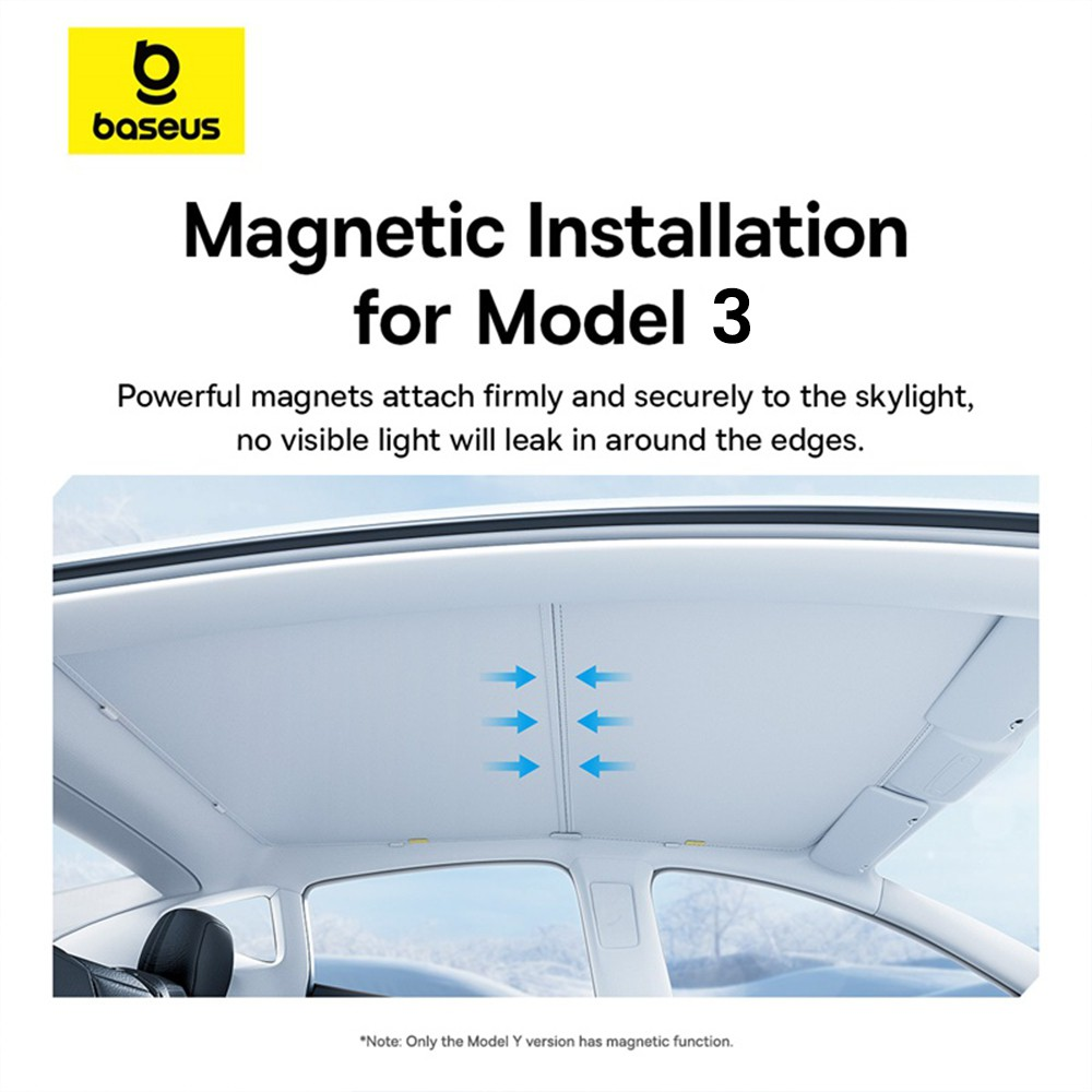 Baseus T-Space Series Car Skylight Sunshade For Tesla Model 3 (Double Layer Version) - Moon White - i-Station Mobile Phone & Electronic Device Repair and Accessories