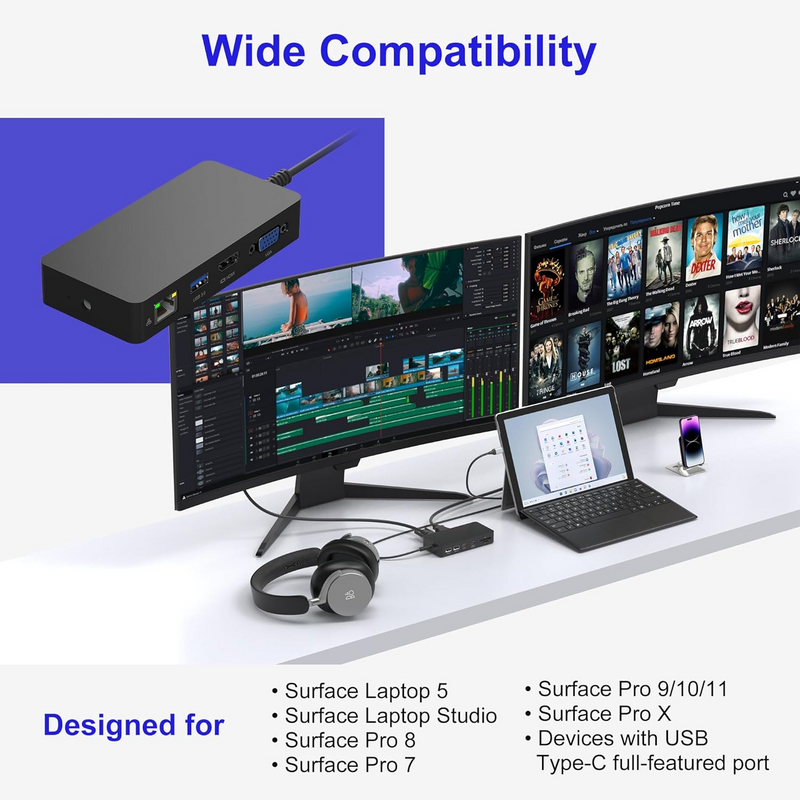 Load image into Gallery viewer, Microsoft Surface Pro & Surface Laptop - Compatible Microsoft Surface Dock 11-in-1 USB C Docking Station, Dual Monitor Support, 4K HDMI+VGA - i-Station Mobile Phone & Electronic Device Repair and Accessories