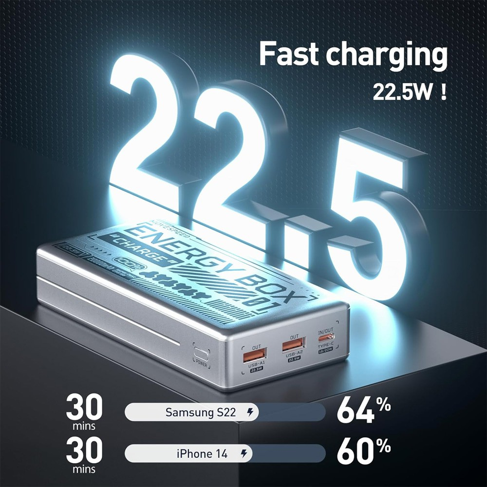MOVE SPEED Large Capacity Power Bank 20000mAh 22.5W (YSPBE20) - Silver - i-Station Mobile Phone & Electronic Device Repair and Accessories