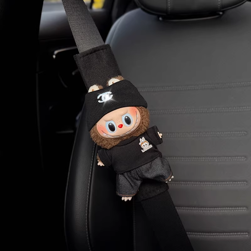 Load image into Gallery viewer, Labubu Cute Plush Car Seatbelt Shoulder Cover