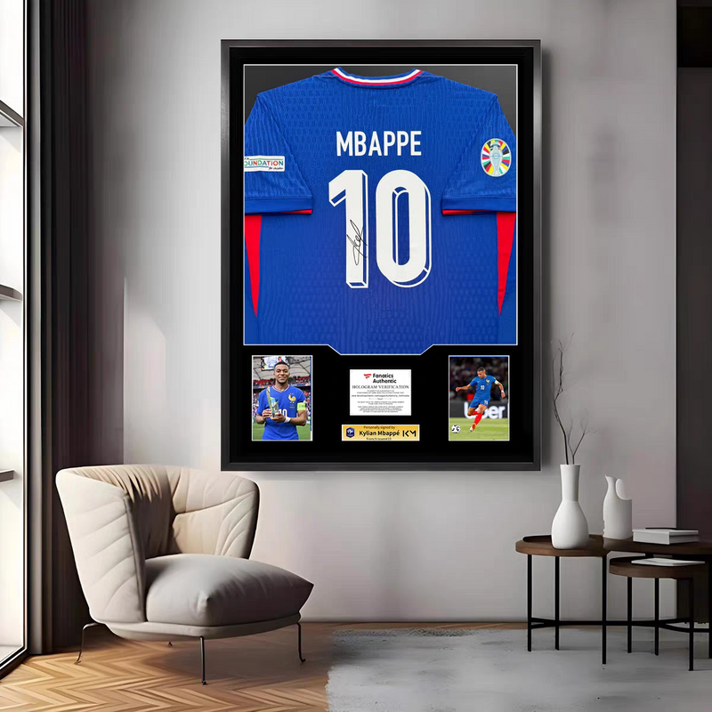 Load image into Gallery viewer, Kylian Mbappé France Framed Jersey Display (60×80cm) – Facsimile Signature Edition - i-Station Mobile Phone & Electronic Device Repair and Accessories