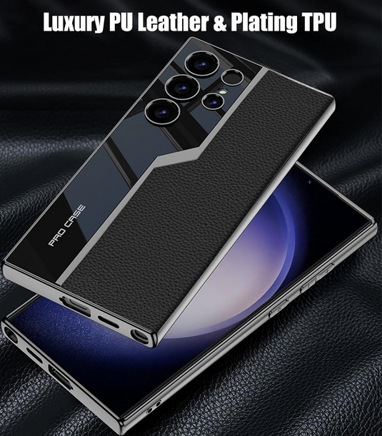 Samsung Galaxy S24 & Ultra - Electroplated Leather Soft Edge Business Style Essentials Series Case - i-Station Mobile Phone & Electronic Device Repair and Accessories