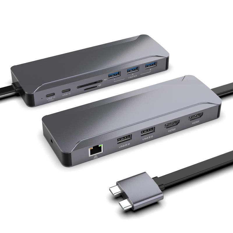 Load image into Gallery viewer, MacBook 13-In-1 Aluminum Hub Dual USB-C Docking Station