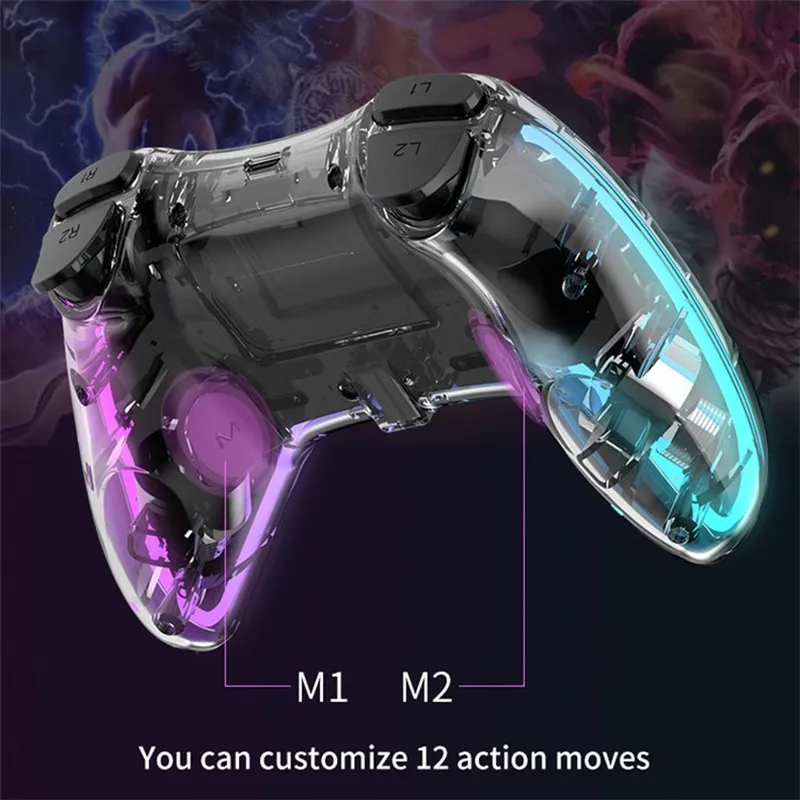 Load image into Gallery viewer, Nintendo Switch PS4 Game Consoles P05 Transparent Wireless Controller Bluetooth Handle Portable Gamepad with RGB Lights - Polar Tech Australia