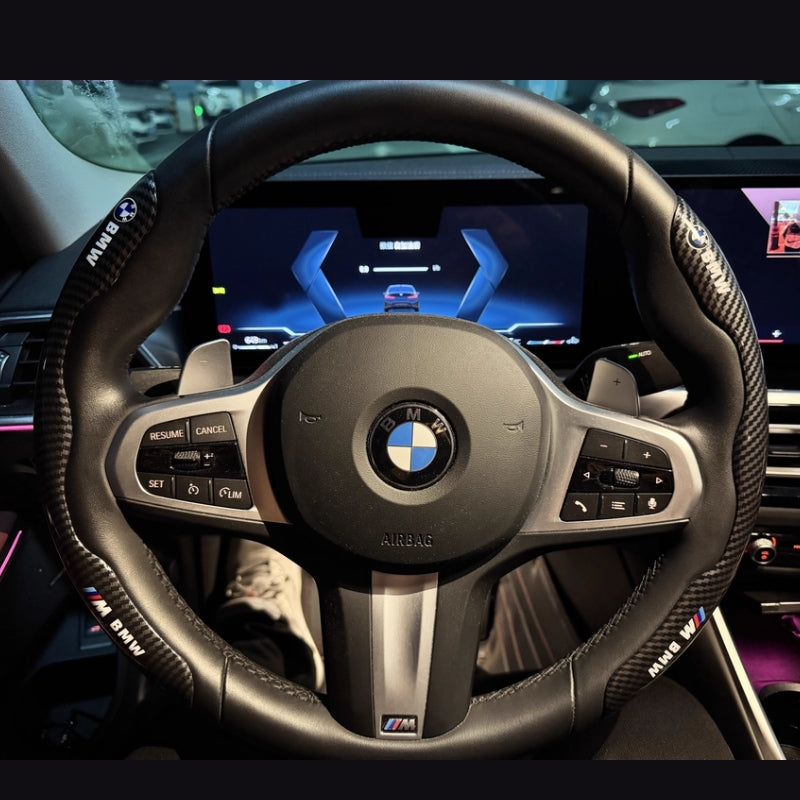 Load image into Gallery viewer, BMW ABS Carbon Fiber Texture Steering Wheel Cover – Scratch-Resistant & Easy to Clean