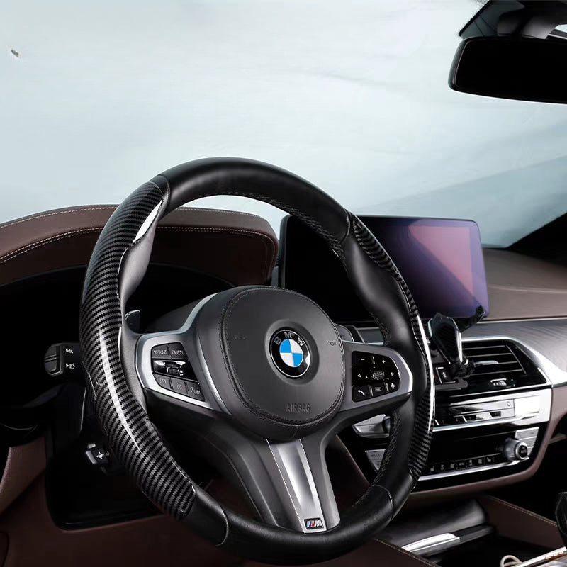 Load image into Gallery viewer, BMW ABS Carbon Fiber Texture Steering Wheel Cover – Scratch-Resistant & Easy to Clean