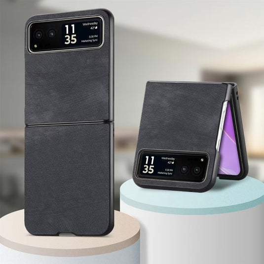 Motorola Moto Razr 40/Ultra PU Minimalist Flip Genuine Leather Series Case - i-Station Mobile Phone & Electronic Device Repair and Accessories
