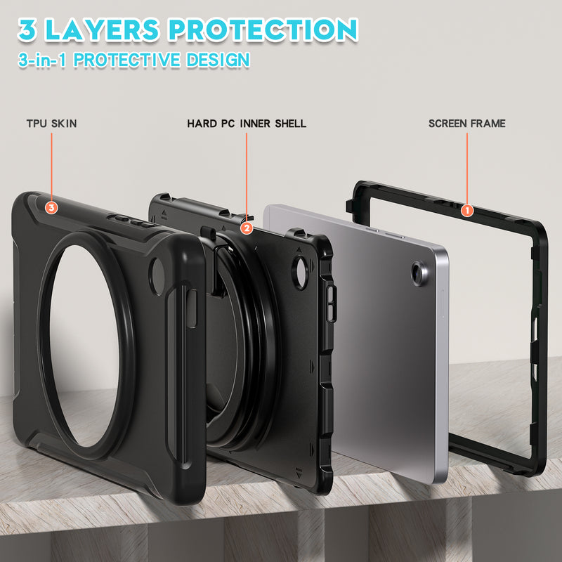 Load image into Gallery viewer, Samsung Galaxy Tab A11 (2025) 8.7" 360° Rotating Shockproof Rugged with Hand Strap Case