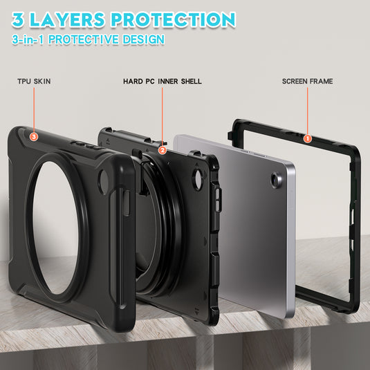 Samsung Galaxy Tab A11 (2025) 8.7" 360° Rotating Shockproof Rugged with Hand Strap Case