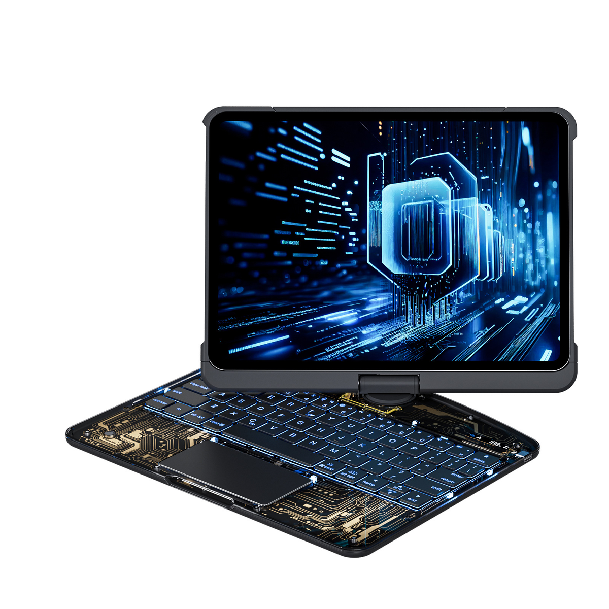 Apple iPad Air 4/5 10.9'' 4/5th Gen (2020/2022) - 180 Degree Rotation Magic Cyberpunk Style Transparent Keyboard Case - i-Station Mobile Phone & Electronic Device Repair and Accessories