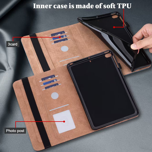 Xiaomi Redmi Pad SE 8.7’’ (2024) Retro Business Matte Striped Card Slot Protective Case - i-Station Mobile Phone & Electronic Device Repair and Accessories