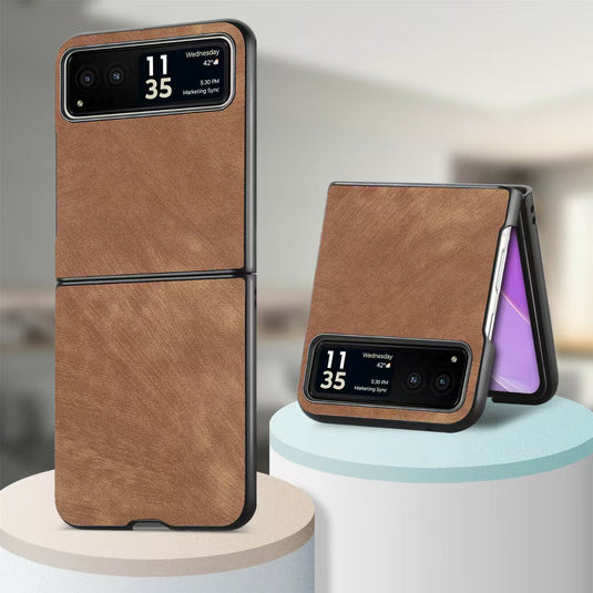 Motorola Moto Razr 40/Ultra PU Minimalist Flip Genuine Leather Series Case - i-Station Mobile Phone & Electronic Device Repair and Accessories