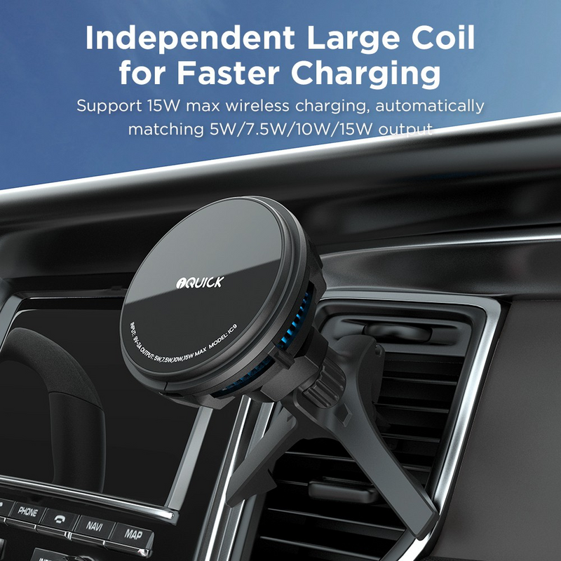 Load image into Gallery viewer, iQuick Magnetic Car Mount Charger with Cooling Semiconductor Radiator IC9 COOLGEAR 15W (IQUICK-C9)-Black - i-Station Mobile Phone & Electronic Device Repair and Accessories