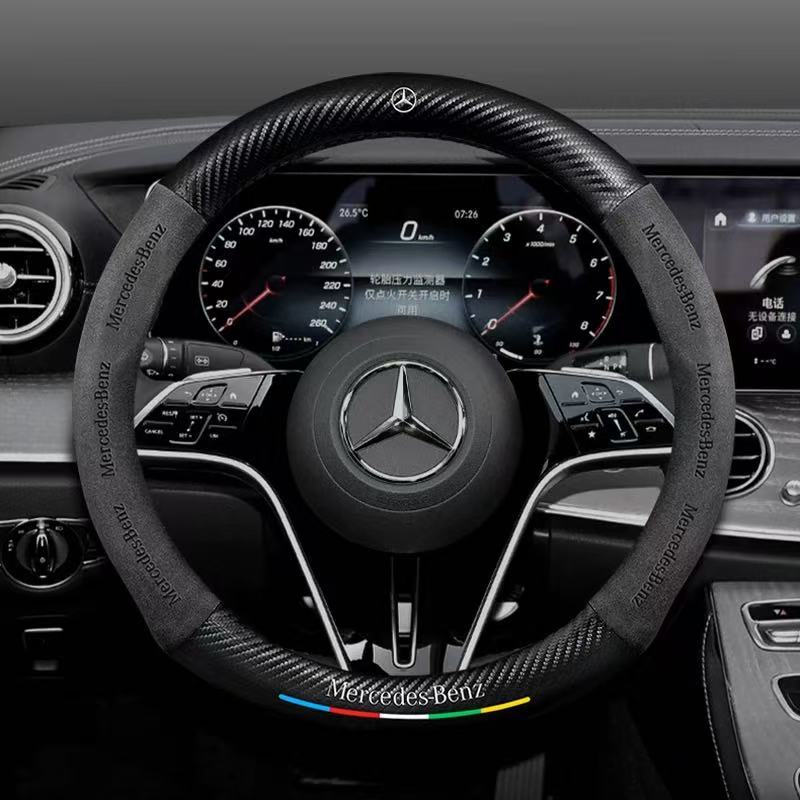 Load image into Gallery viewer, Mercedes-Benz Suede Carbon Fiber Car Steering Wheel Covers For C260L, C200L, GLC, GLA, E300L, A180, GLB220, CLA