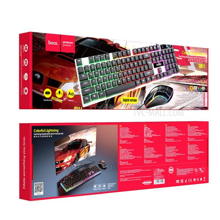 Load image into Gallery viewer, HOCO GM11 Terrific Glowing USB Wired 104 Keys RGB Backlight Gaming Mouse Keyboard Combos Set - Polar Tech Australia