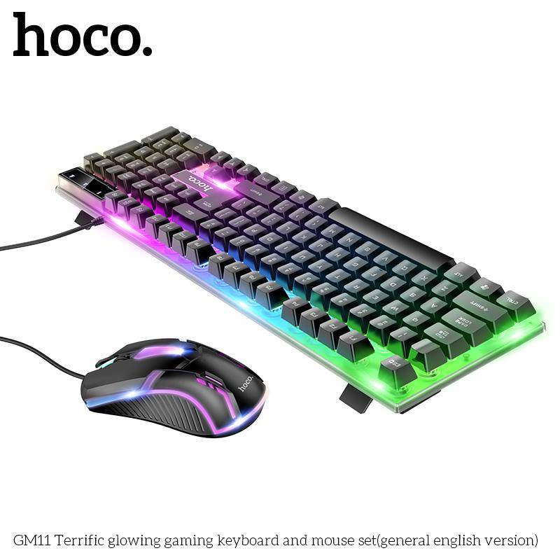 Load image into Gallery viewer, HOCO GM11 Terrific Glowing USB Wired 104 Keys RGB Backlight Gaming Mouse Keyboard Combos Set - Polar Tech Australia