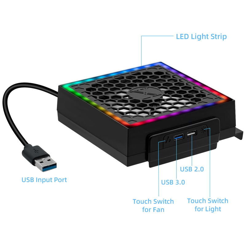 Load image into Gallery viewer, Xbox Series S USB Powered Cooling Fan Dock with RGB LED Light - Polar Tech Australia