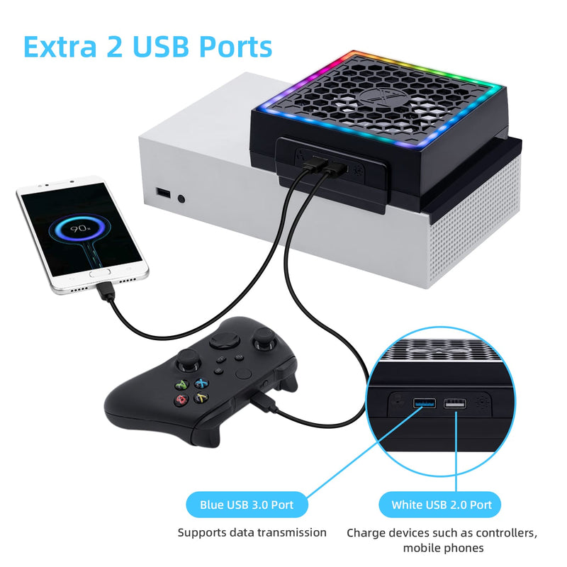 Load image into Gallery viewer, Xbox Series S USB Powered Cooling Fan Dock with RGB LED Light - Polar Tech Australia