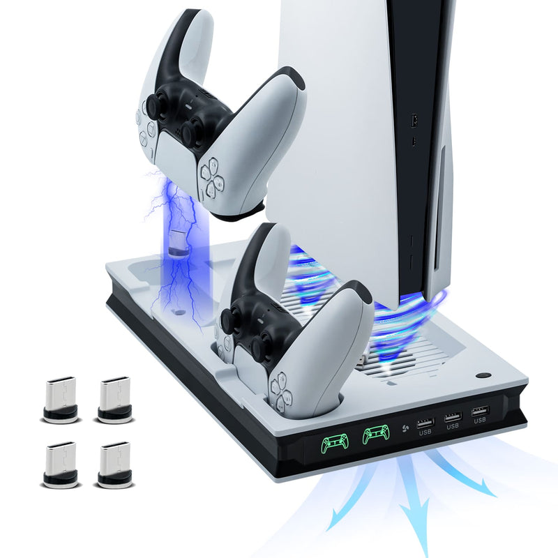 Load image into Gallery viewer, PS5 UHD/Digitial Edition Multifunctional LED Cooling Stand with Dual Controller Charging - Polar Tech Australia