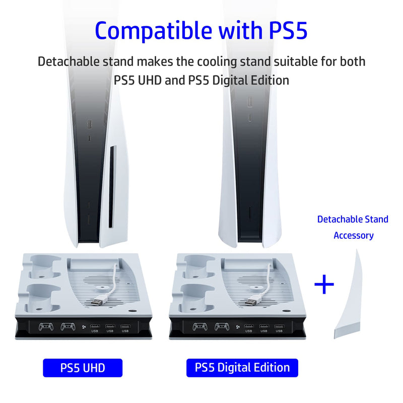 Load image into Gallery viewer, PS5 UHD/Digitial Edition Multifunctional LED Cooling Stand with Dual Controller Charging - Polar Tech Australia