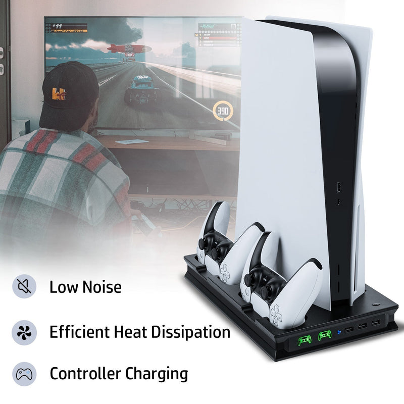 Load image into Gallery viewer, PS5 UHD/Digitial Edition Multifunctional LED Cooling Stand with Dual Controller Charging - Polar Tech Australia