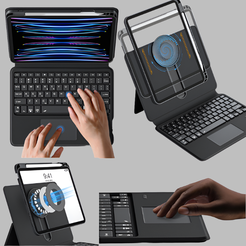 Load image into Gallery viewer, Apple iPad Pro 3/4/5/6 12.9" - Magic 360 Rotation Detachable Smart Wireless Trackpad Keyboard Flip Case (Copy) - Polar Tech Australia