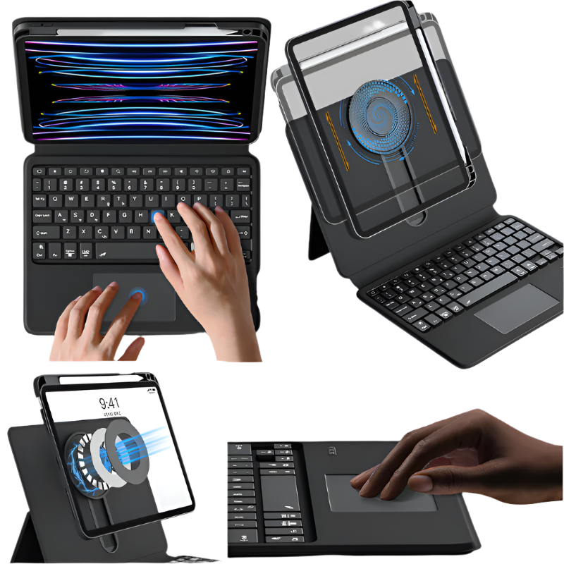 Load image into Gallery viewer, Apple iPad Pro 3/4/5/6 12.9" - Magic 360 Rotation Detachable Smart Wireless Trackpad Keyboard Flip Case (Copy) - Polar Tech Australia