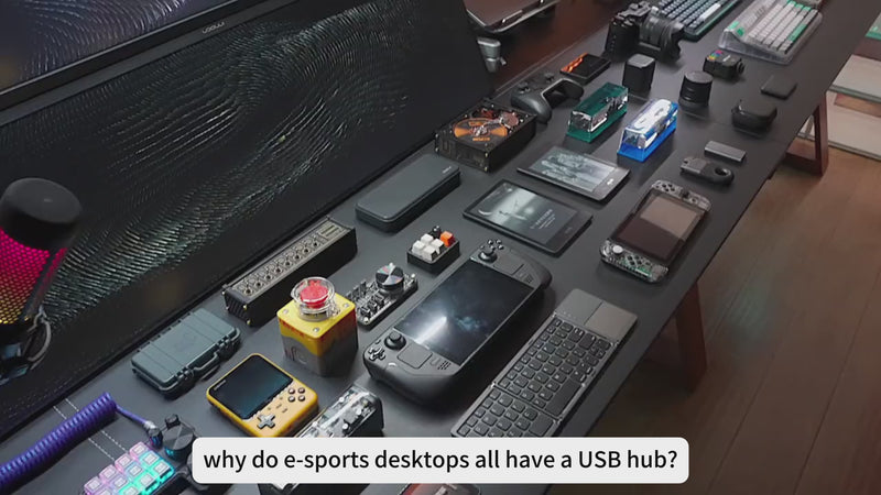 Load and play video in Gallery viewer, Retro look USB Hub with Volume Control RGB Ambient Light for Win PC for OS X Laptop Boyfriend Gift