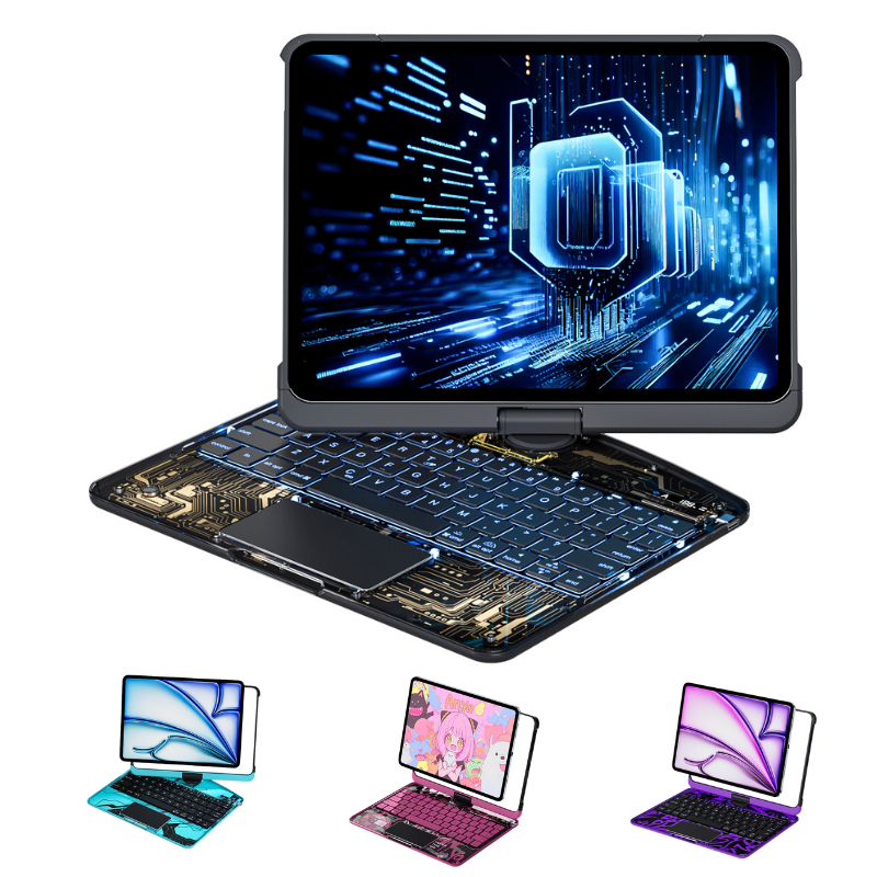Load image into Gallery viewer, Apple iPad Air 4/5 10.9'' 4/5th Gen (2020/2022) - 180 Degree Rotation Magic Cyberpunk Style Transparent Keyboard Case - i-Station Mobile Phone & Electronic Device Repair and Accessories