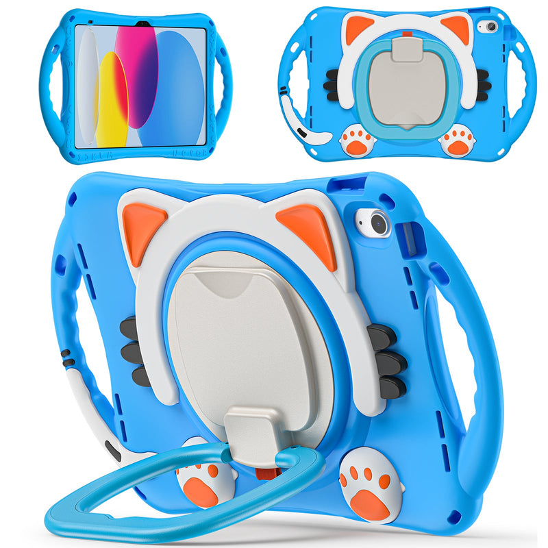 Load image into Gallery viewer, Apple iPad 7th(2019)/iPad 8th(2020)/iPad 9th(2021) 10.2" & Air 3 & Pro 2 10.5“ EVA Kid Friendly Cat Style Heavy Duty Case with Handle Stand Ring - Polar Tech Australia