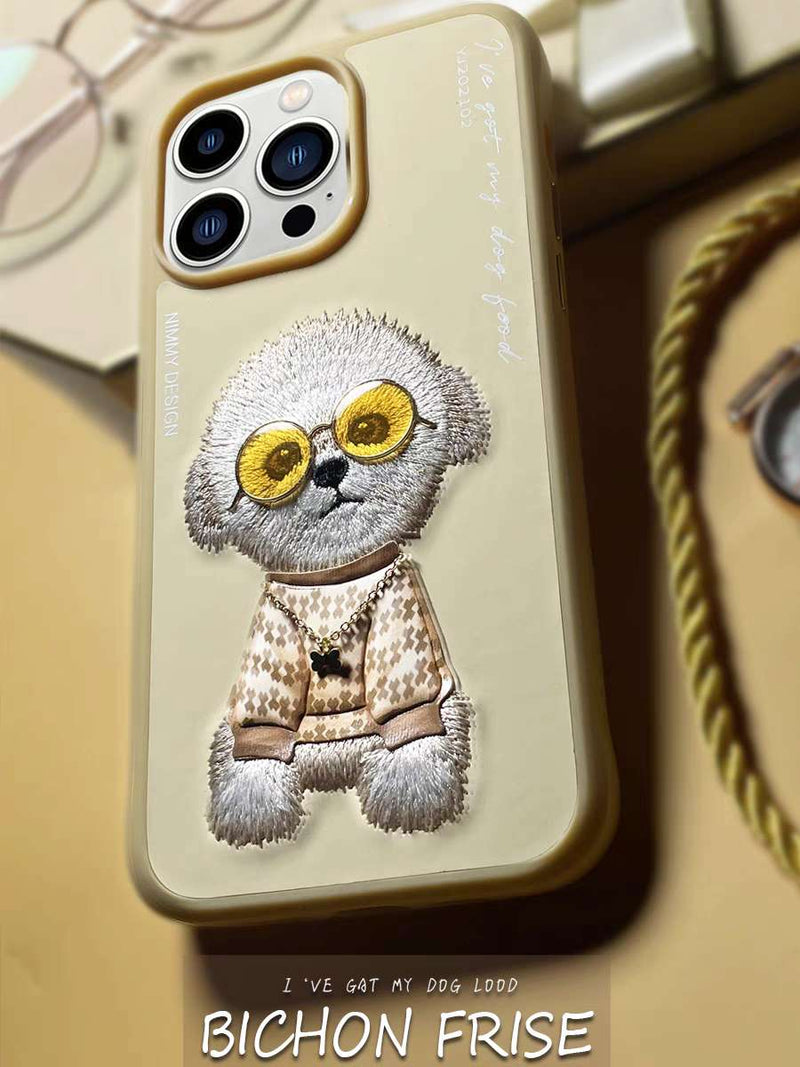 Load image into Gallery viewer, Nimmy Pet Animal Series iPhone 13/14/15/Pro/Max Embroidery 3D Cute Cool Case - Polar Tech Australia