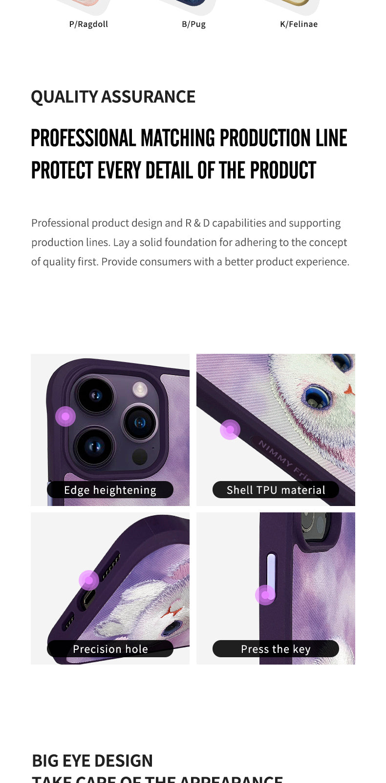 Load image into Gallery viewer, Nimmy Pet Animal Big Eye Series iPhone 13/14/15/Pro/Max Embroidery 3D Cute Cool Case - Polar Tech Australia