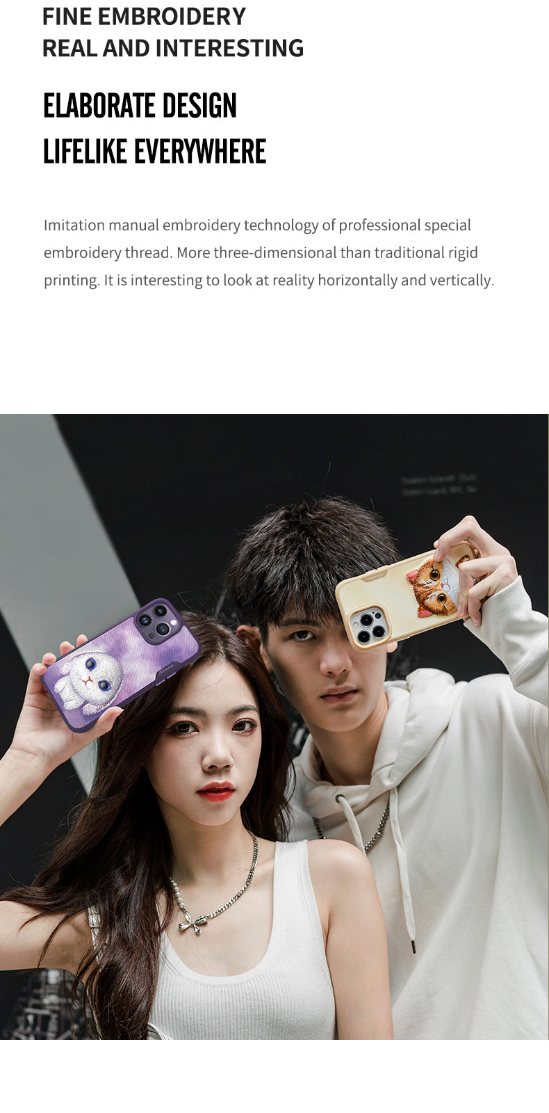 Load image into Gallery viewer, Nimmy Pet Animal Big Eye Series iPhone 13/14/15/Pro/Max Embroidery 3D Cute Cool Case - Polar Tech Australia