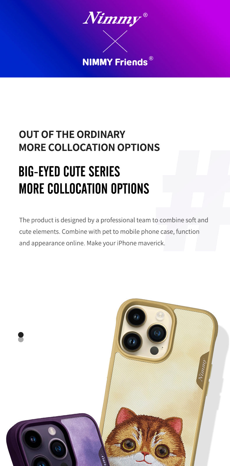 Load image into Gallery viewer, Nimmy Pet Animal Big Eye Series iPhone 13/14/15/Pro/Max Embroidery 3D Cute Cool Case - Polar Tech Australia