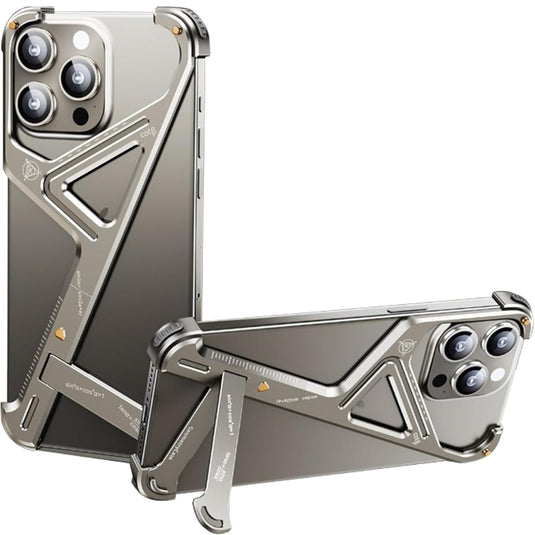 [Invisible Stand] Apple iPhone Slim Shockproof Bumper Sleek Minimalist Frameless Aluminum Shells Mechanics Series Case