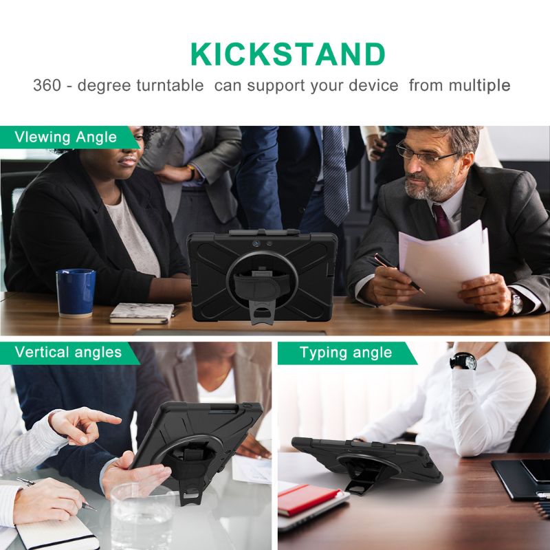 Microsoft Surface Pro X - 360 Degree Rotate Shockproof Heavy Duty Tough Stand Case Cover With Strap & Pen Holder - i-Station Mobile Phone & Electronic Device Repair and Accessories