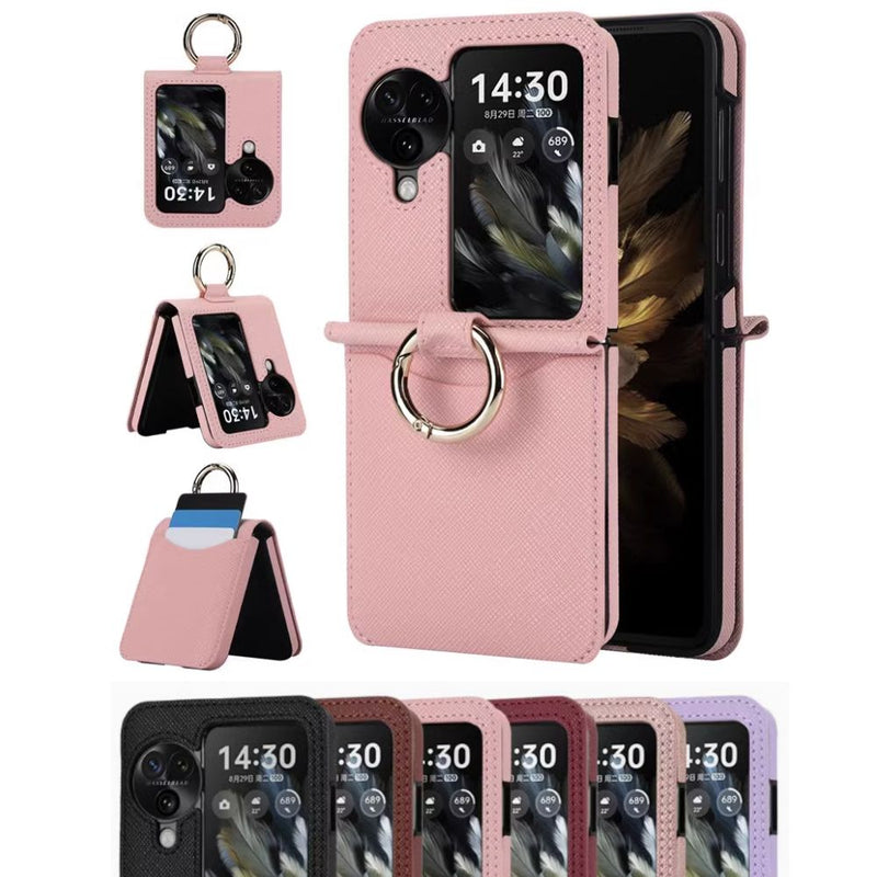 Load image into Gallery viewer, [With Card Slot] OPPO Find N3 Flip (PHT110) - Fashion PU Leather Essentials Series Case With Finger Ring
