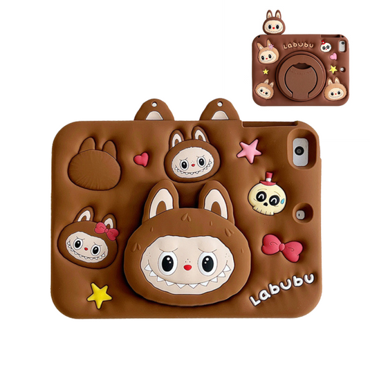 [Built-in Ring Holder][With Pen Slot] Apple iPad Mini 6/7 8.3'' 6/7th Gen (2021/2024) Labubu Cartoon Silicone Anti-Drop Protective Case