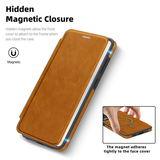 [With Card Slot] Samsung Galaxy S25 Edge (SM-S937) - Business Leather Flip Magnetic Case