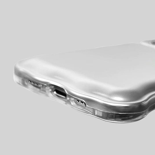 [With Mirror Stand] Apple iPhone 12/Pro/Max - Silver Curved Edge Electroplated Thickened Air Cushion Fashion-Forward Series Case With Chain