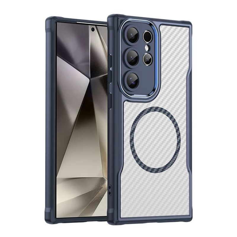 Load image into Gallery viewer, [Magsafe Compatible] Samsung Galaxy S24(SM-S921)/FE(SM-S721)/Plus(SM-S926)/Ultra(SM-S928) - Soft Edged Hard Shell Semi Transparent Frosted Carbon Fiber Essentials Series Case
