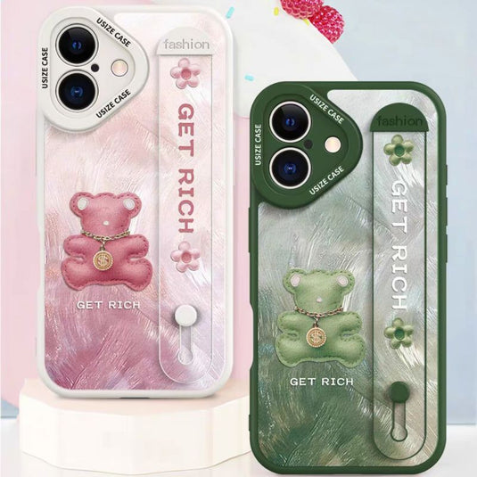 [Wristband Bracket] Apple iPhone 12/Mini/Pro/Max - Full Cover Faux Leather TPU Soft Edge Fashion-Forward Series Case