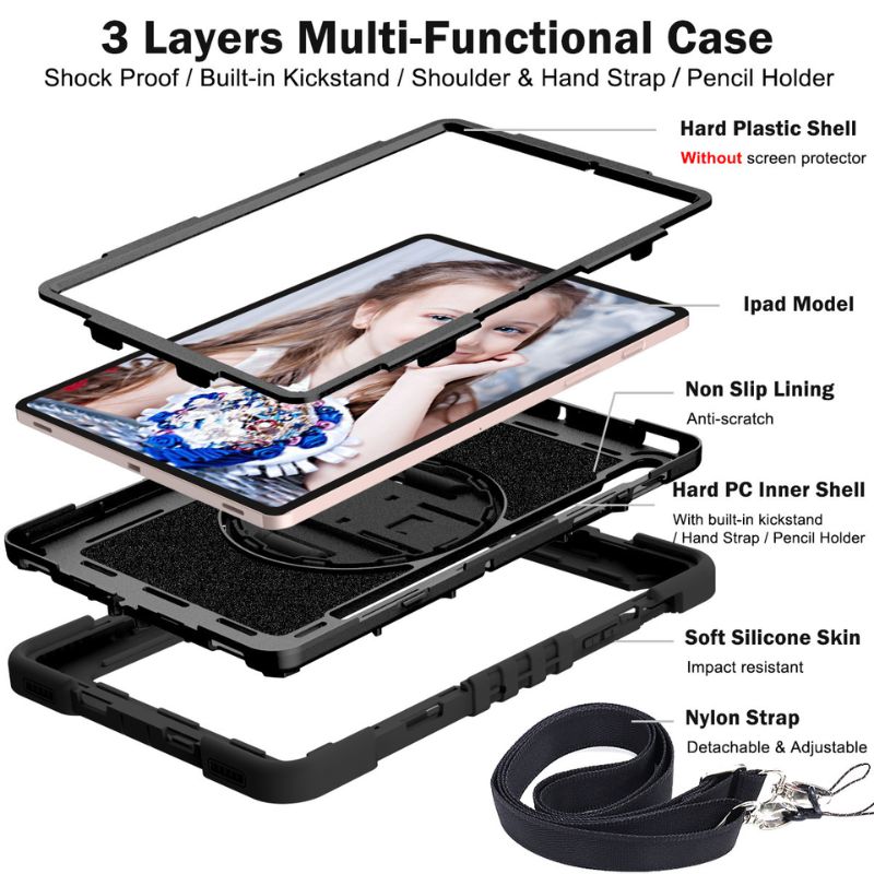 Load image into Gallery viewer, [Built-in Stand] Samsung Galaxy Tab A9 Plus 11&quot; 2023 (SM-X210/X215/X216) - 360 Degree Rotating Shockproof Protection Case With Hand &amp; Shoulder Strap
