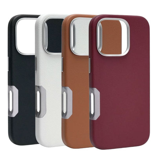 [Magsafe Compatible] Apple iPhone 16/Plus/Pro/Max - Metal Camera Button Leather Magnetic Shockproof Essentials Series Case