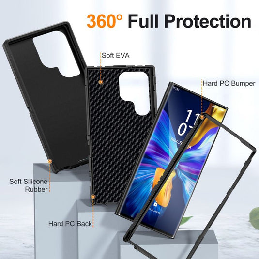 Samsung Galaxy S22(SM-S901)/Plus(SM-G906)/Ultra(SM-G908) - Full Covered Hard PC Solid Color Defender With Triple Protection Heavy Duty Series Case